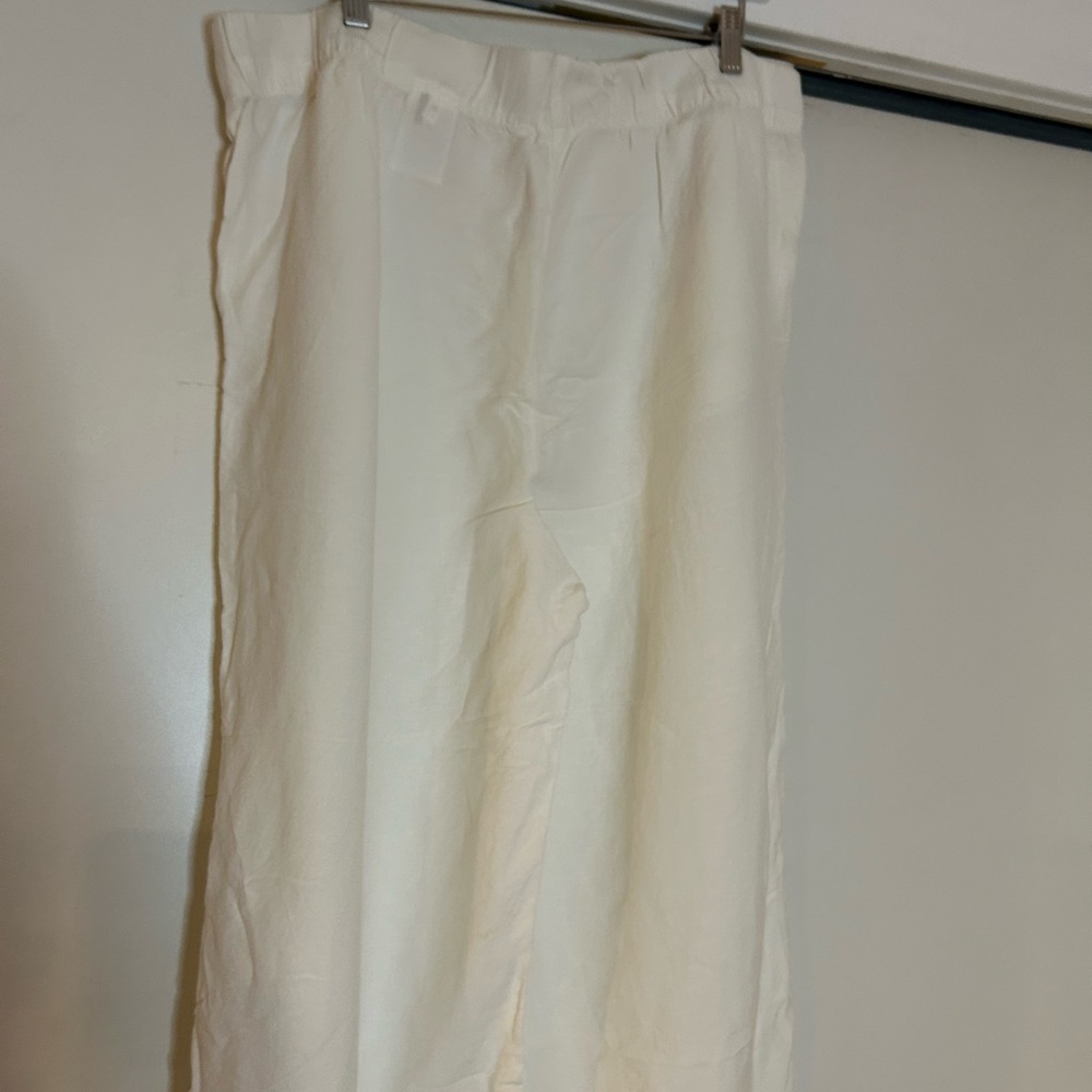 H&M White Wide-Leg linen blend Pants - Picture 3 of 6